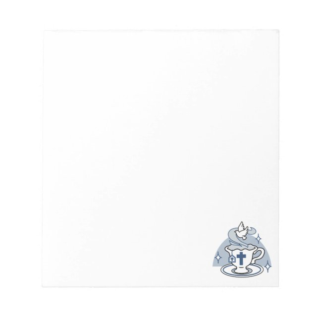 Faithful Living Art – Teacup with Cross and Dove  Notepad (Front)