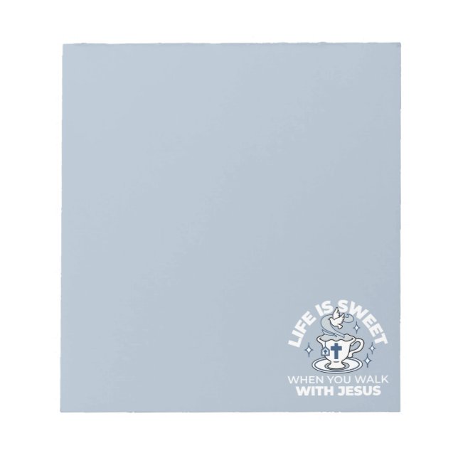 Faithful Living Art – Teacup with Cross and Dove  Notepad (Front)