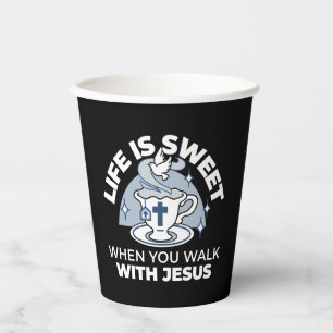 Faithful Living Art – Teacup with Cross and Dove  Paper Cups