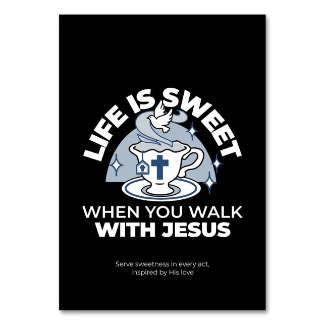 Faithful Living Art – Teacup with Cross and Dove  Table Number (Front)