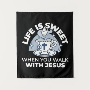 Faithful Living Art – Teacup with Cross and Dove Tapestry