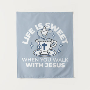 Faithful Living Art – Teacup with Cross and Dove  Tapestry