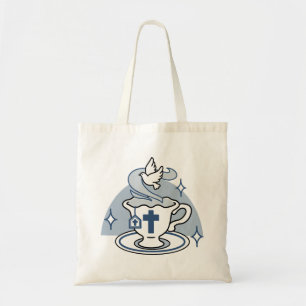 Faithful Living Art – Teacup with Cross and Dove Tote Bag