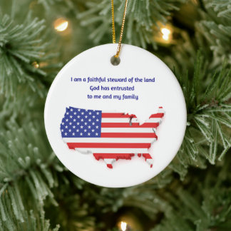 Faithful Steward of USA - Round  Ceramic Tree Decoration