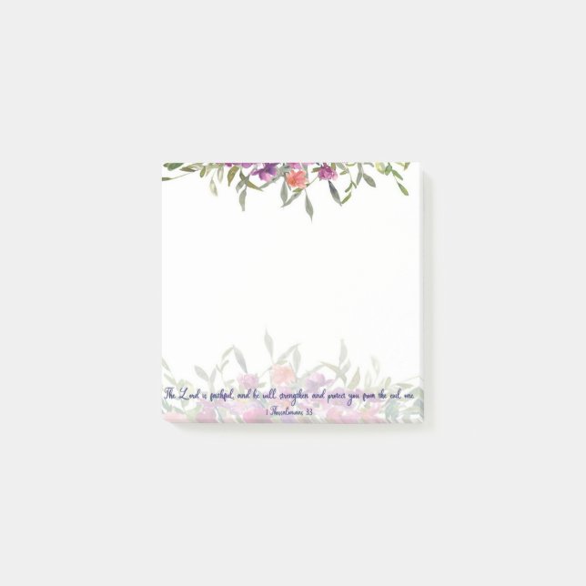 Faithful watercolor floral   post-it notes (Front)
