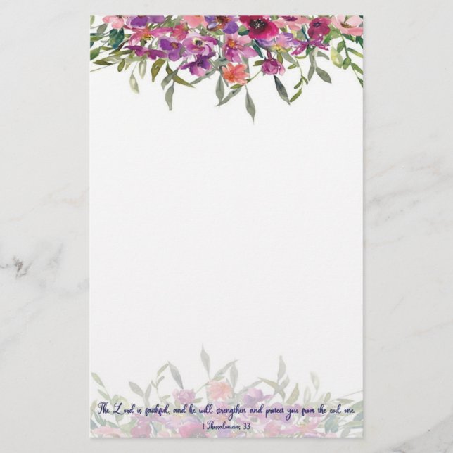 Faithful watercolor floral  stationery (Front)