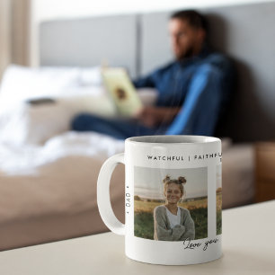 Faithful White Minimalist Christian Dad Collage Coffee Mug