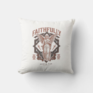 Faithfully Angel Vintage Engraving Christian T-Shi Cushion