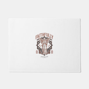 Faithfully Angel Vintage Engraving Christian T-Shi Doormat