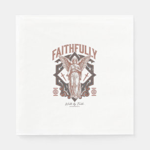 Faithfully Angel Vintage Engraving Christian T-Shi Napkin