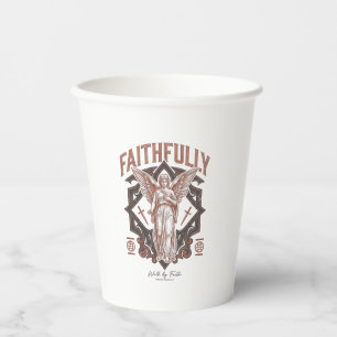 Faithfully Angel Vintage Engraving Christian T-Shi Paper Cups