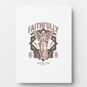 Faithfully Angel Vintage Engraving Christian T-Shi Plaque