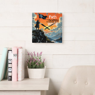 Faith's Victory: Overcomes The World Square Wall Clock