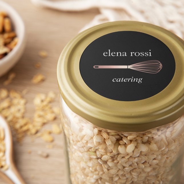 Faix Rose Gold Whisk Logo | Chef Caterer Baker Classic Round Sticker (Creator Uploaded)