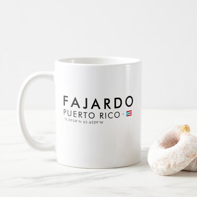 Fajardo Puerto Rico Coordinates Mug Boricua Gift (With Donut)