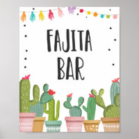 Fajita Bar Fiesta Food Cactus Table Sign
