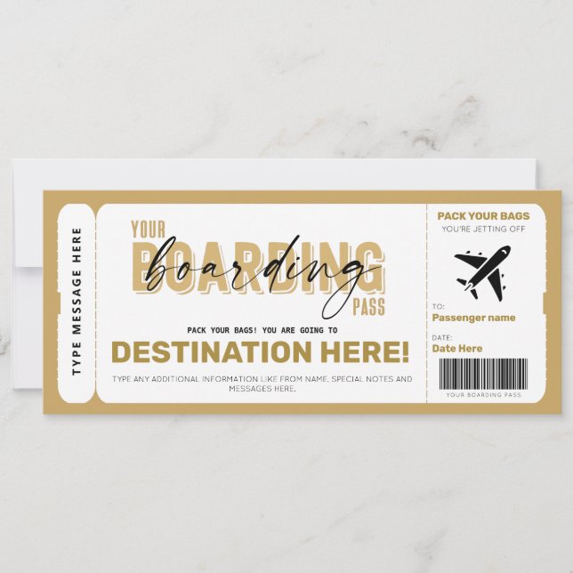 Fake Aeroplane Ticket Surprise Boarding Pass Card (Front)