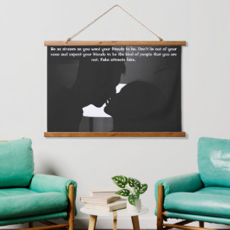 Fake attracts fake couple in dark gesture hanging tapestry