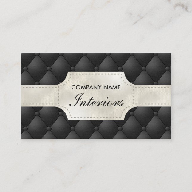 Fake Black And White Tufted Leather Look-like Business Card (Front)