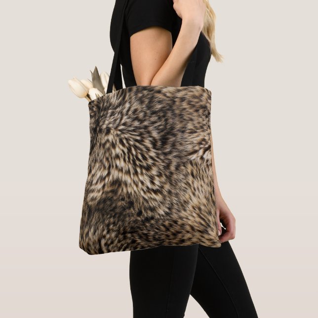Fake Brown Fur Tote Bag (Close Up)