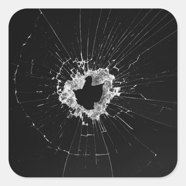 Fake Cracked Broken Design – Funny Theft Deterrent Square Sticker (Front)