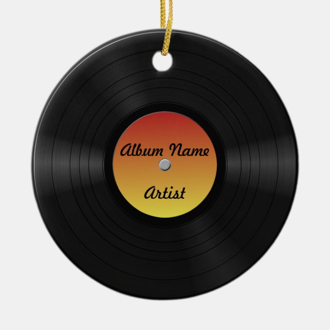 Fake Custom Vinyl Record Ceramic Tree Decoration (Front)