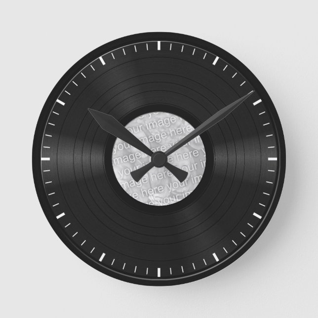 Fake Custom Vinyl Record Round Clock (Front)