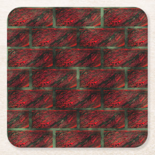 Fake exposed brick wall or tiles simulating it? square paper coaster