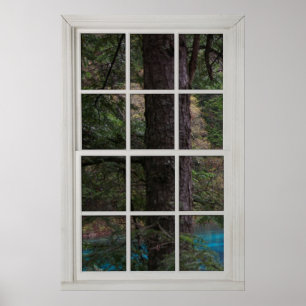 Fake Faux Window Illusion - Large Tree with Water  Poster