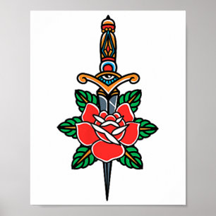 Fake Friends American Traditional Tattoo Old Schoo Poster