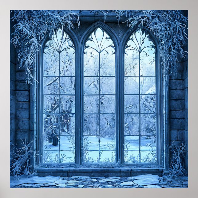 Fake frozen window landscape poster (Front)