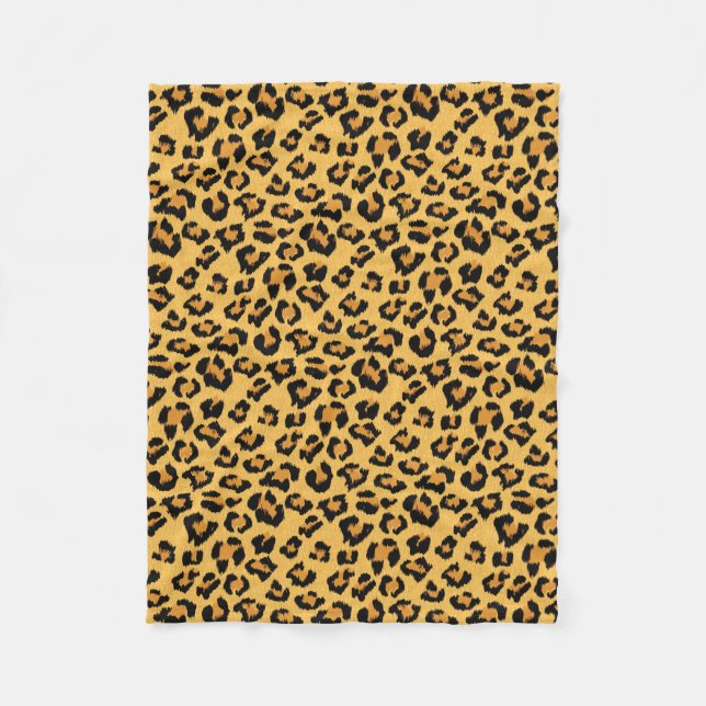 Fake Fur Leopard Print in Natural Colours Fleece Blanket (Front)