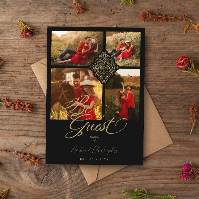 Fake Golden Luxury Filigree 4 Pictures Template (Creator Uploaded)