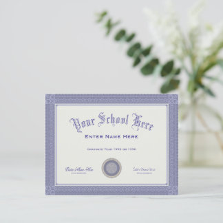 Fake Graduation Diploma Your Text Postcard