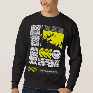 Fake Happiness  Sad Aesthetic Edgy Streetwear Sweatshirt