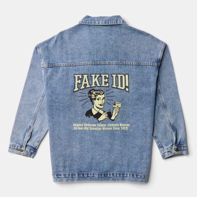 Fake ID: Underage College Hawaiian  Denim Jacket (Back)