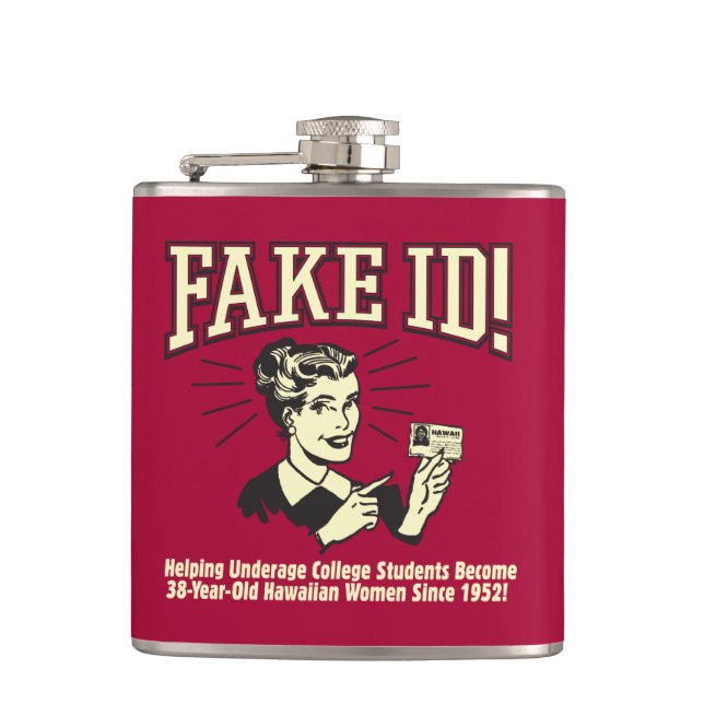 Fake ID: Underage College Hawaiian Hip Flask (Front)