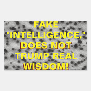 FAKE "INTELLIGENCE," DOES NOT TRUMP REAL WISDOM! RECTANGULAR STICKER