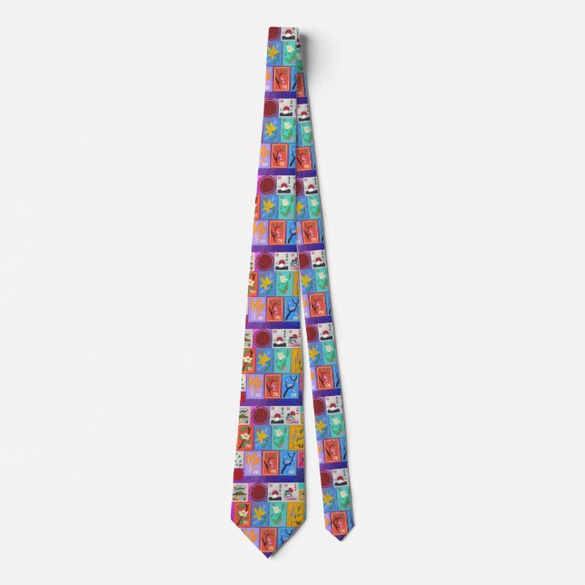 Fake Masterpiece Random Stamps Collage Collection Tie (Front)