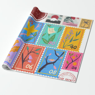 Fake Masterpiece Random Stamps Collage Collection Wrapping Paper