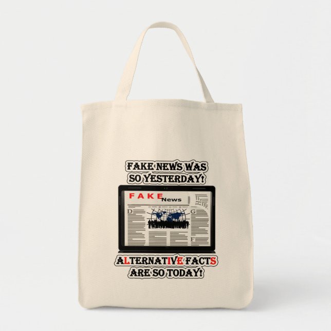 Fake News and Alternative Facts Grocery Tote Bag (Front)