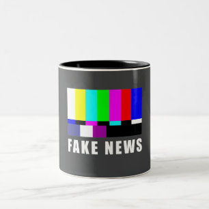 fake news. Media, politics, television Two-Tone Coffee Mug