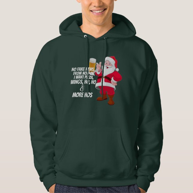 fake news pizza beer lover ho ho hosanta christmas hoodie (Front)