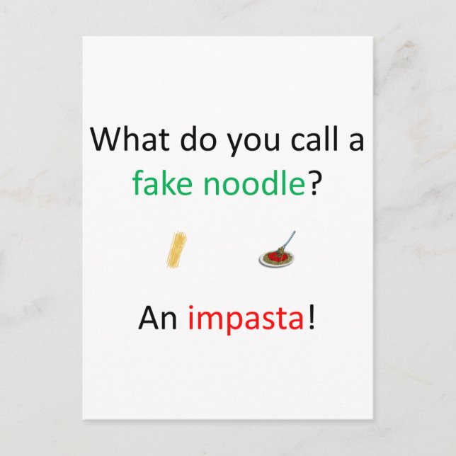 Fake Noodle Joke Postcard (Front)