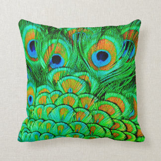 Fake Peacock Feathers Abstract Nature Pattern Cushion