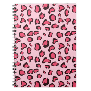 Fake Pink Leopard Print Spiral Notebook