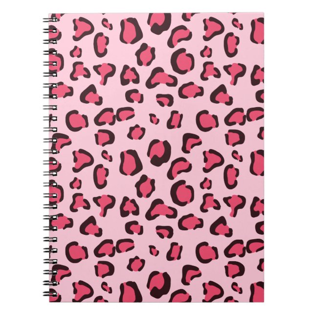 Fake Pink Leopard Print Spiral Notebook (Front)