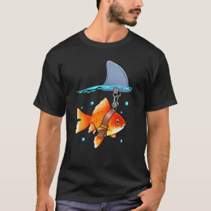 Fake Shark Fin Funny Goldfish Fish Marine Animals T-Shirt