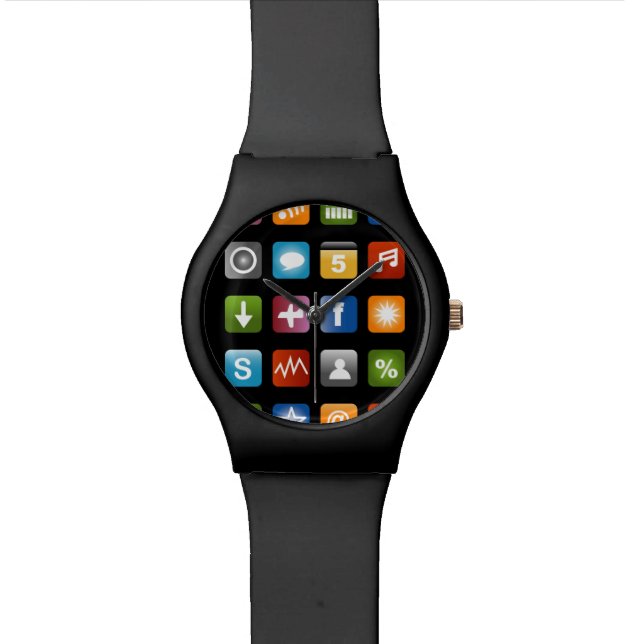 Fake smartphone watch with app icons (Close Up)