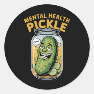Fake Smile Pickle Jar Mental Health Awareness Desi Classic Round Sticker